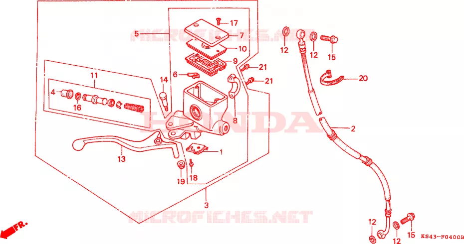 VOORREM HOOFDCILINDER Honda SCOOTER 250 SPAZIO 1990  CN250L
