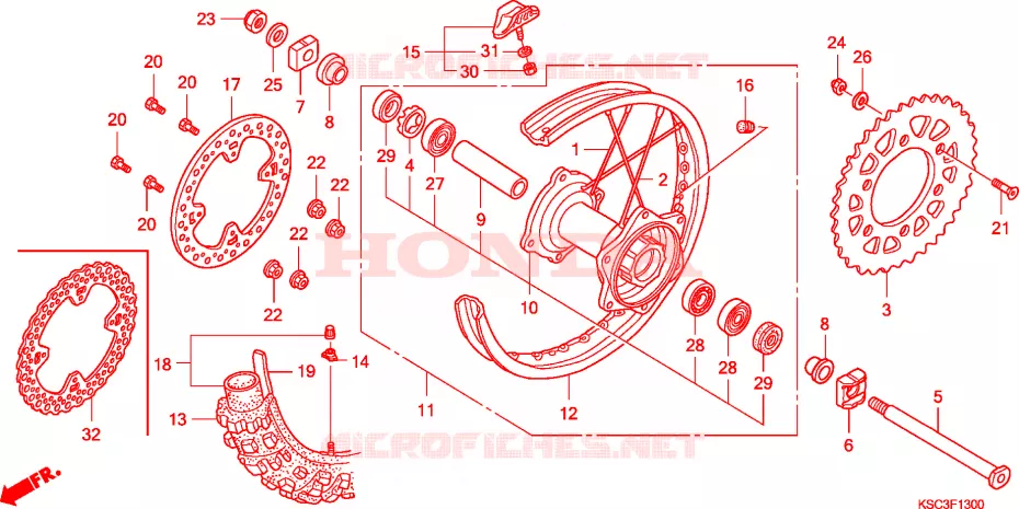 ACHTER WIEL Honda MOTO 250 CRF 2010  CRF250X9