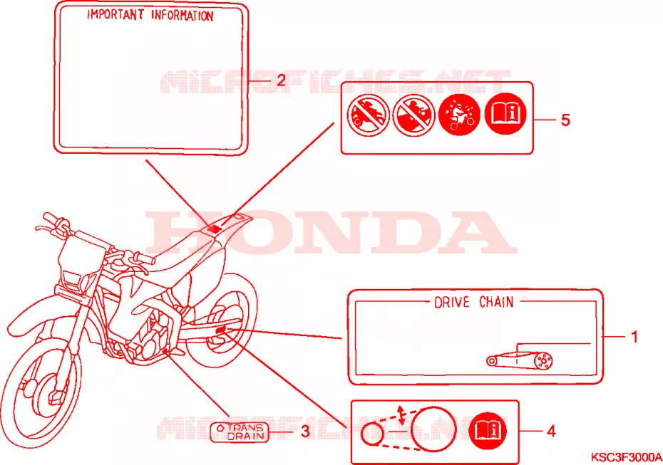 WAARSCHUWINGSLABEL Honda MOTO 250 CRF 2009  CRF250X9
