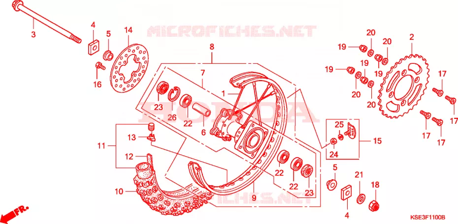 ACHTER WIEL Honda MOTO 150 CRF 2009  CRF150RB9