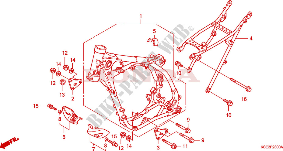FRAME CHASSIS voor Honda CRF 150 R 2008