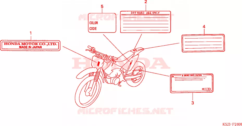 WAARSCHUWINGSLABEL Honda MOTO 80 CRF 2004  CRF80F4