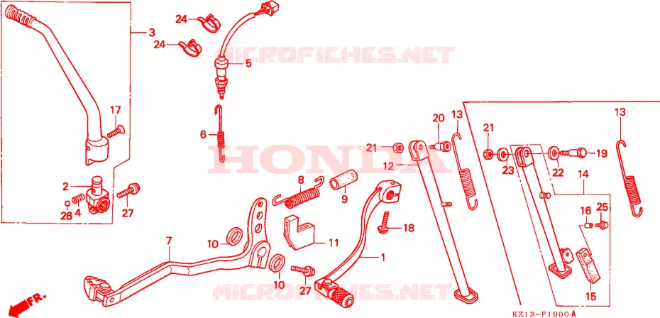PEDAAL/KICKSTARTER ARM Honda MOTO 250 XR 1995  XR250RS