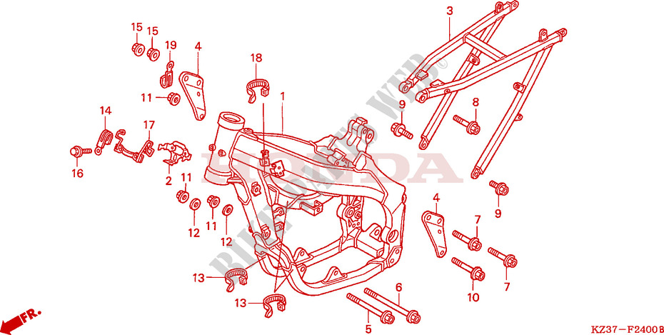 FRAME CHASSIS voor Honda CR 250 R 2003