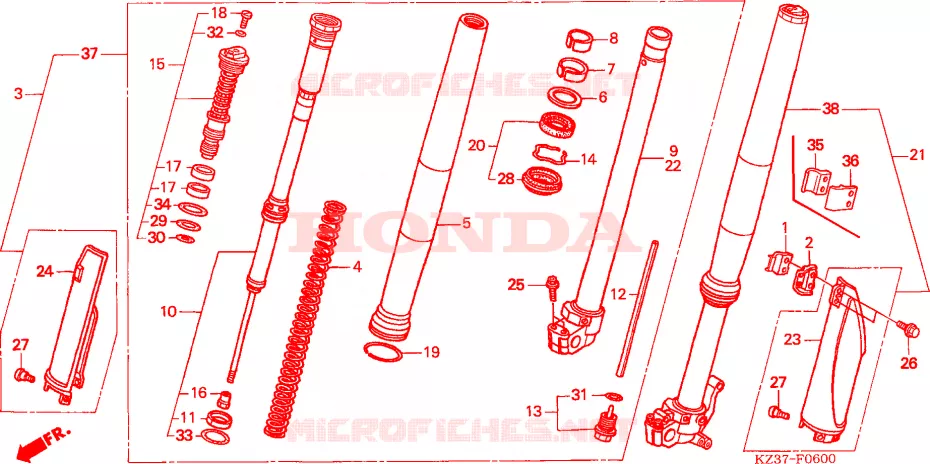 VOOR VORK Honda MOTO 250 CR 2004  CR250R4