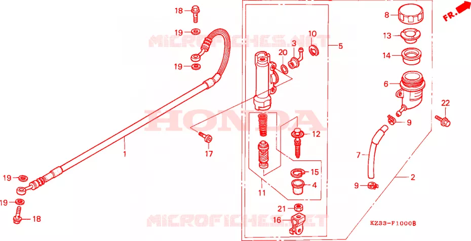 ACHTER REM HOOFD CILINDER Honda MOTO 250 CR 1993  CR250RP