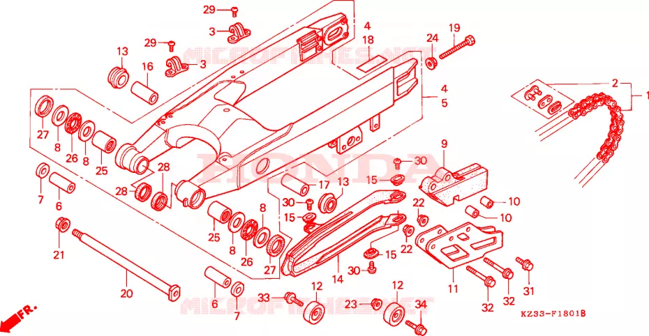 ZWAAI-ARM/AANDRIJFKETTING Honda MOTO 250 CR 1995  CR250RS