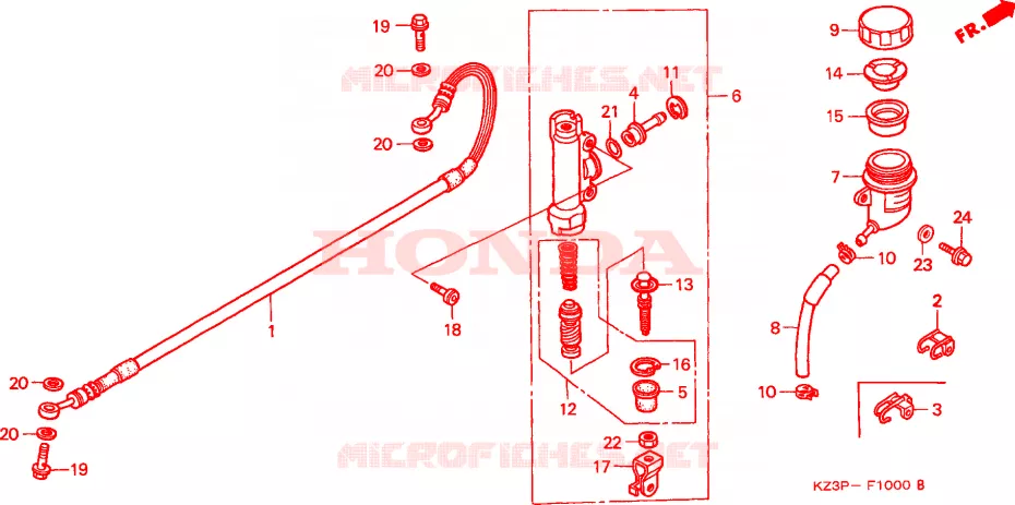 ACHTER REM HOOFD CILINDER Honda MOTO 250 CR 1999  CR250RX