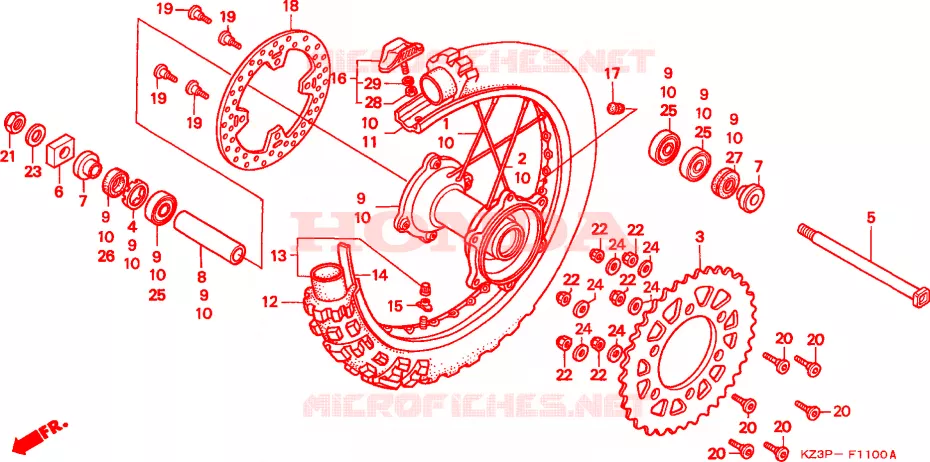 ACHTER WIEL Honda MOTO 250 CR 1998  CR250RW