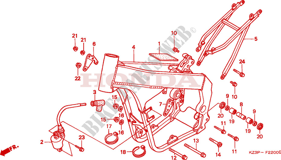 FRAME CHASSIS(1) voor Honda CR 250 R 1997