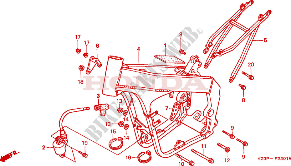 FRAME CHASSIS(2) voor Honda CR 250 R 1998