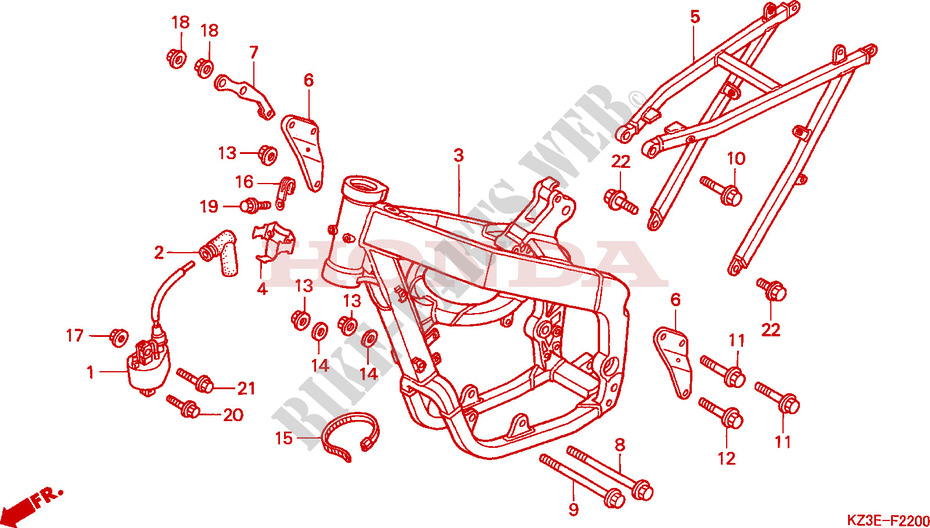 FRAME CHASSIS voor Honda CR 250 R 2001