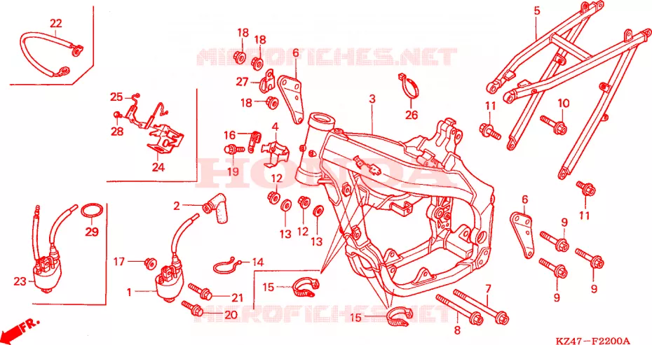 FRAME CHASSIS/ ONTSTEKINGSSPOEL Honda MOTO 125 CR 2007  CR125R7