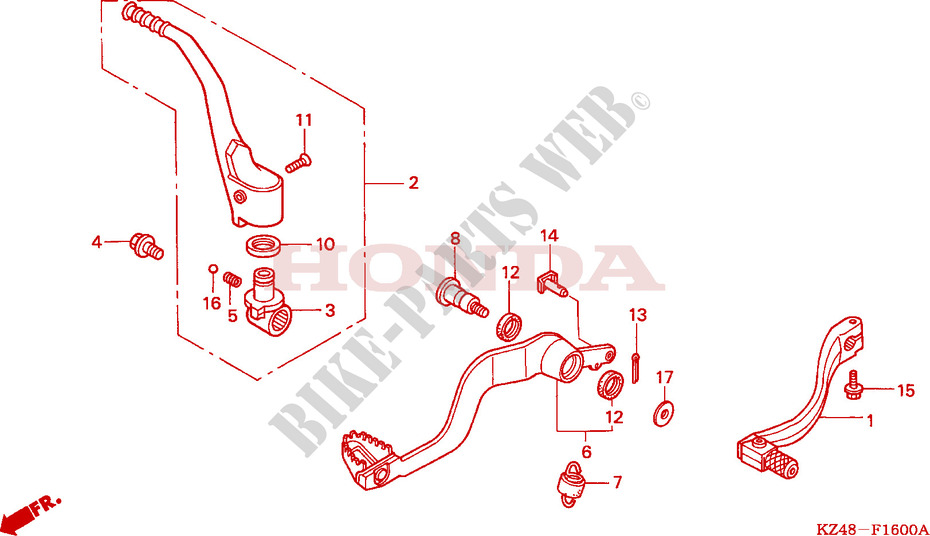 PEDAAL/KICKSTARTER ARM voor Honda CR 125 R 2003