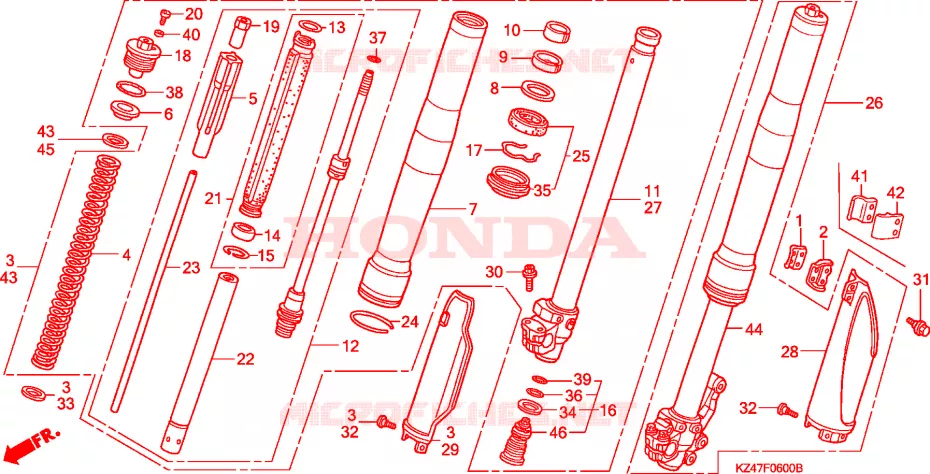 VOOR VORK Honda MOTO 125 CR 2007  CR125R7