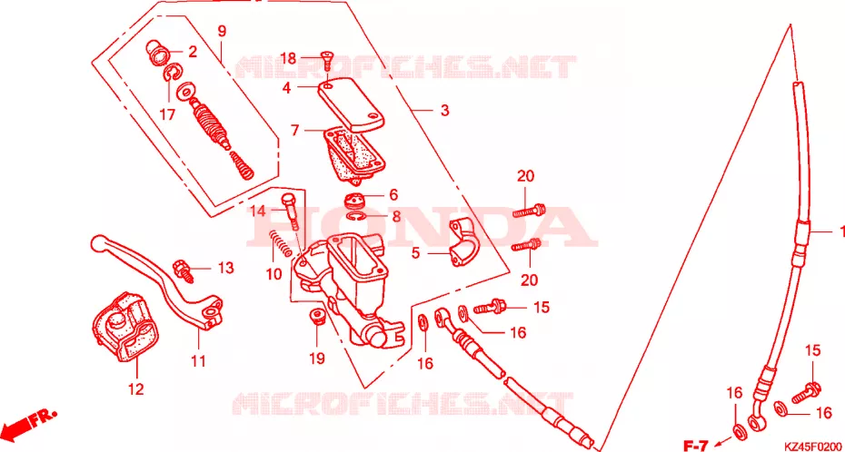 VOORREM HOOFDCILINDER Honda MOTO 125 CR 2004  CR125R4