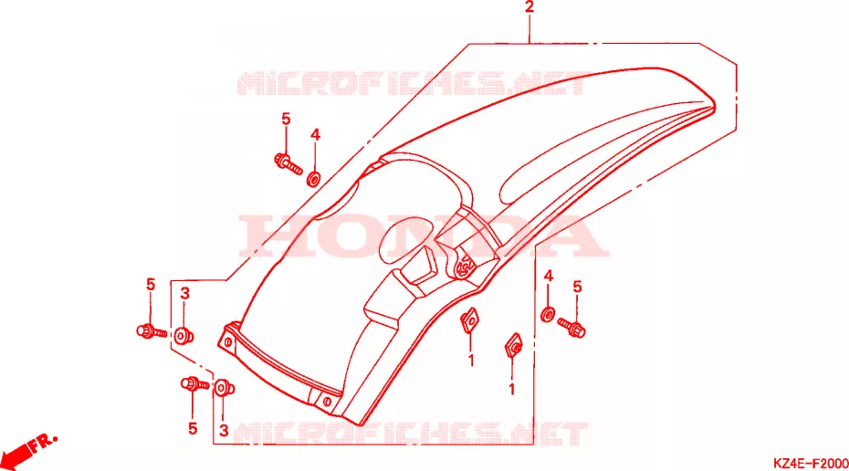 ACHTER STROOMLIJNKAP Honda MOTO 125 CR 2001  CR125R1