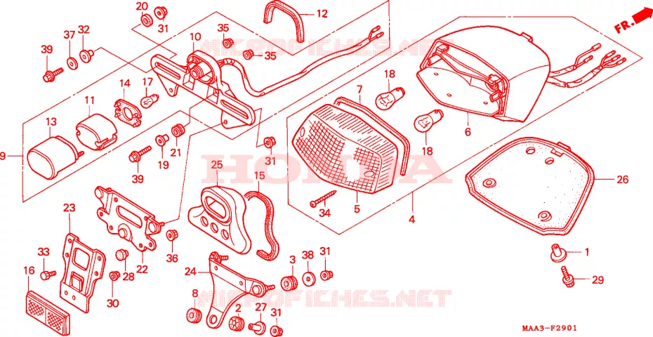 ACHTERLICHT (VT1100C2-CM/2CM) Honda MOTO 1100 SHADOW 1998  VT1100C2W