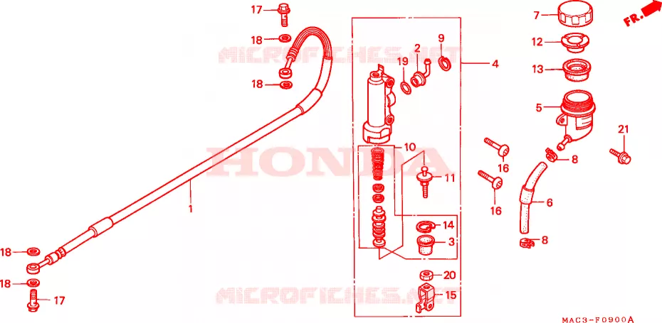 ACHTER REM HOOFD CILINDER Honda MOTO 500 CR 1999  CR500RX