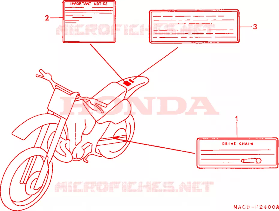 WAARSCHUWINGSLABEL Honda MOTO 500 CR 1998  CR500RW