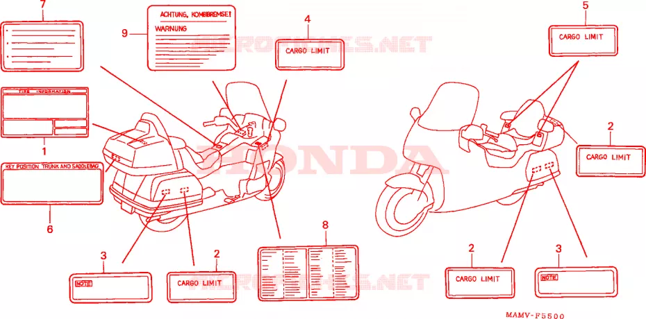 WAARSCHUWINGSLABEL(1) Honda MOTO 1500 GOLD-WING 1997  GL1500AV