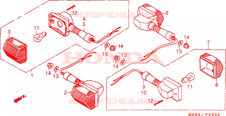 KNIPPERLICHT(3) Honda MOTO 500 NX 1997  NX500V
