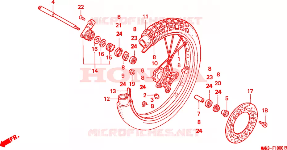 VOOR WIEL Honda MOTO 500 NX 1996  NX500T