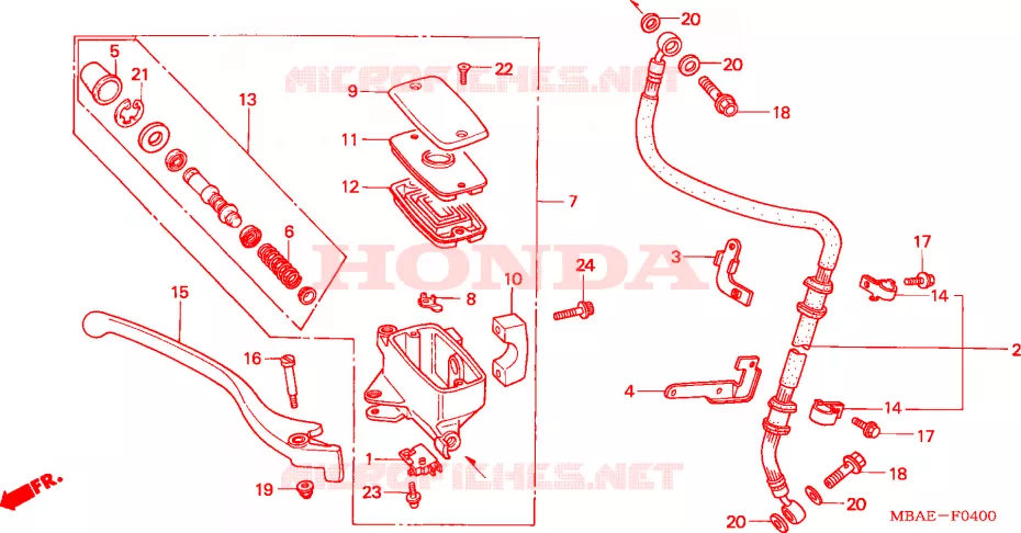 VOORREM HOOFDCILINDER Honda MOTO 750 SHADOW 1999  VT750C3Y