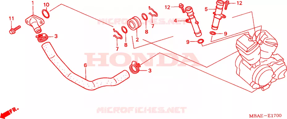 WATER PIJP Honda MOTO 750 SHADOW 2000  VT750C2Y