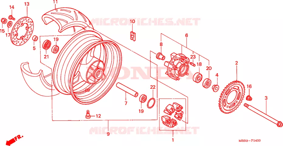 ACHTER WIEL Honda MOTO 1000 VTR 2004  VTR1000F3