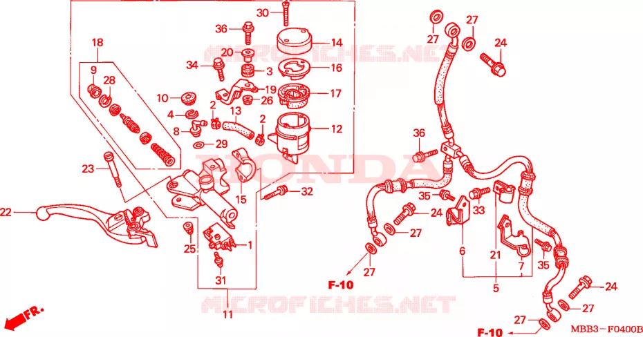 VOORREM HOOFDCILINDER Honda MOTO 1000 VTR 2004  VTR1000F3