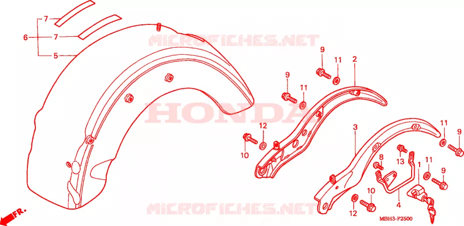 ACHTER STROOMLIJNKAP Honda MOTO 1100 SHADOW 2001  VT1100C31
