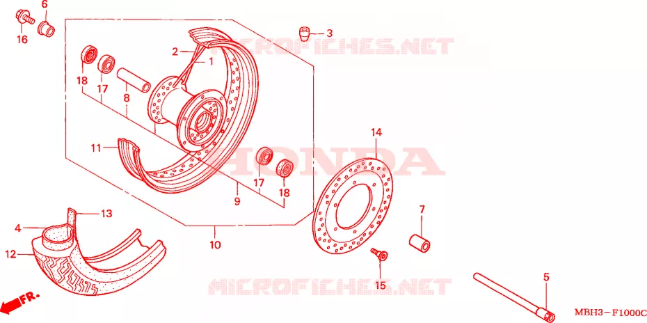 VOOR WIEL Honda MOTO 1100 SHADOW 2001  VT1100C31