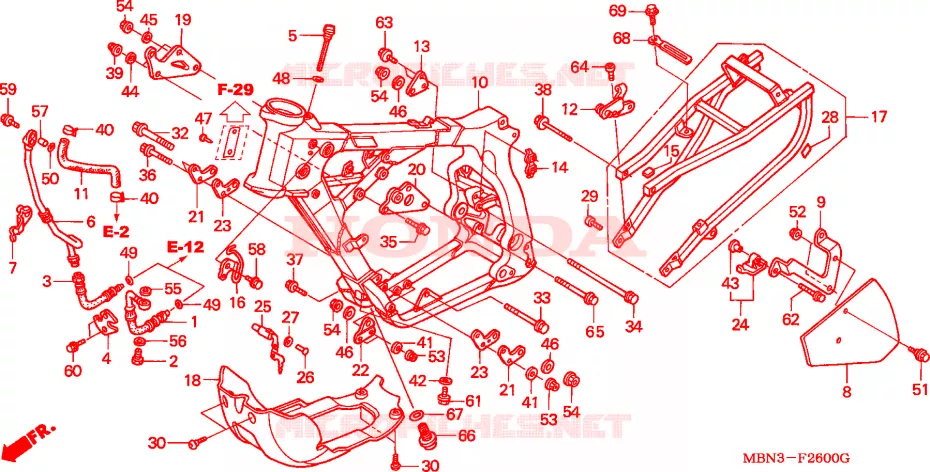 FRAME CHASSIS Honda MOTO 650 XR 2003  XR650R3