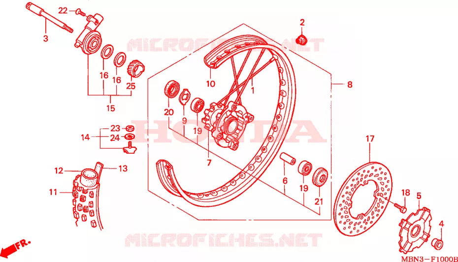 VOOR WIEL Honda MOTO 650 XR 2006  XR650R6