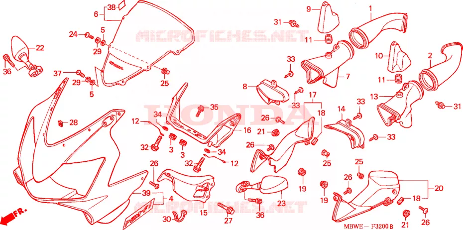 BOVEN KAP Honda MOTO 600 CBR 2003  CBR600F43