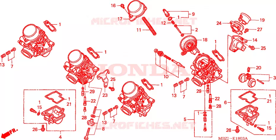 CARBURATEUR (COMPONENT ONDERDELEN) (2) Honda MOTO 600 HORNET 2004  CB600F4