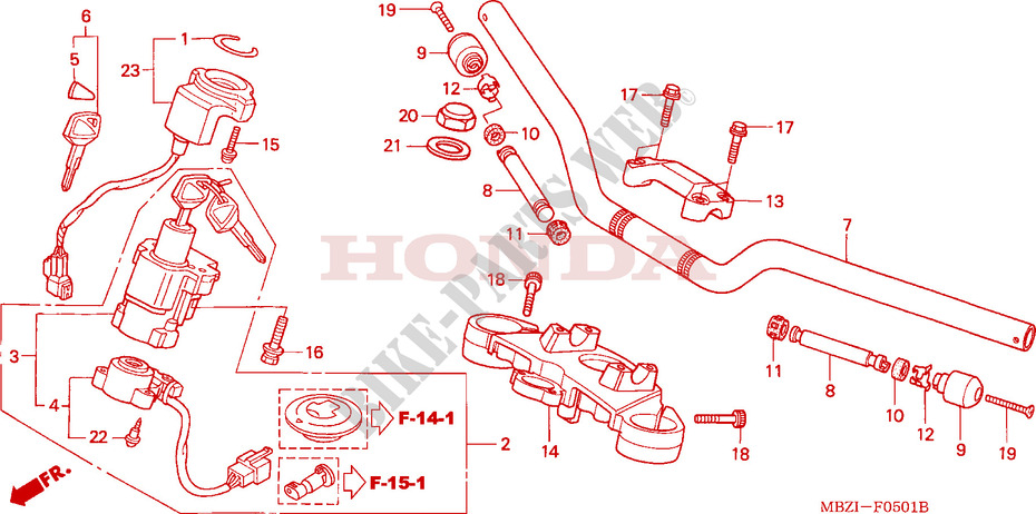HENDEL PIJP/BOVENSTE BRUG (CB600F3/4/5/6) voor Honda CB 600 F HORNET 2005