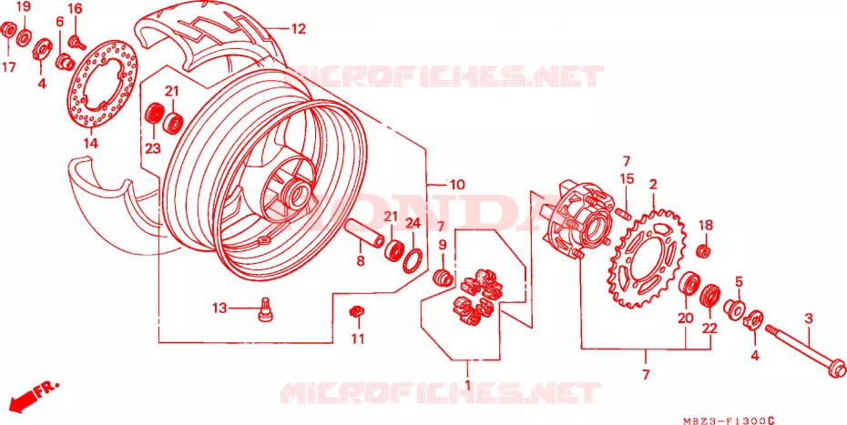 ACHTER WIEL Honda MOTO 600 HORNET 2003  CB600F21