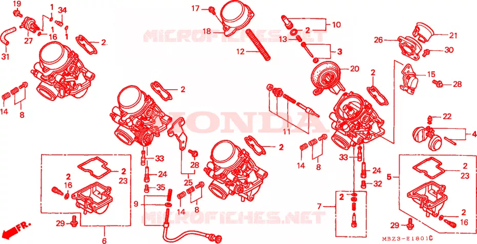 CARBURATEUR (COMPONENT ONDERDELEN) Honda MOTO 600 HORNET 2002  CB600F21