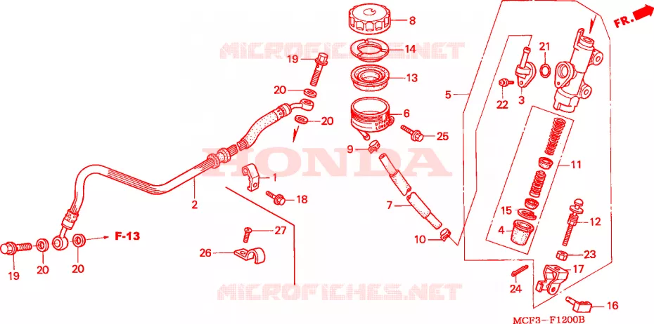 A., REM HOOFD CILINDER Honda MOTO 1000 SP 2004  VTR1000SP3