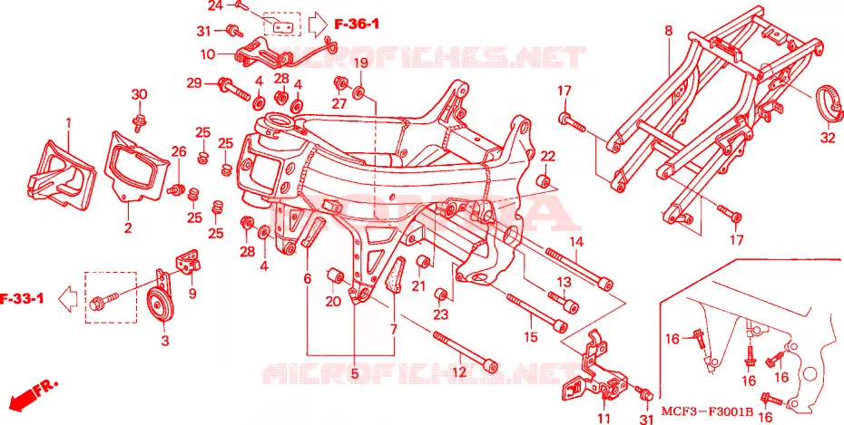 FRAME CHASSIS(VTR1000SP2/3/4/5/6) Honda MOTO 1000 SP 2004  VTR1000SP4