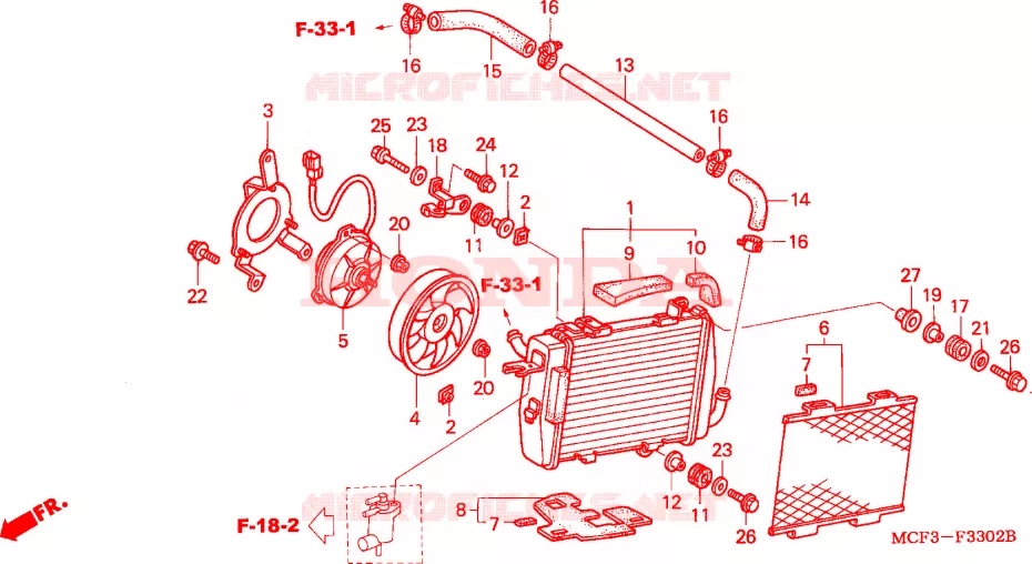 RADIATEUR(L.) (VTR1000SP2/3/4/5/6) Honda MOTO 1000 SP 2004  VTR1000SP3