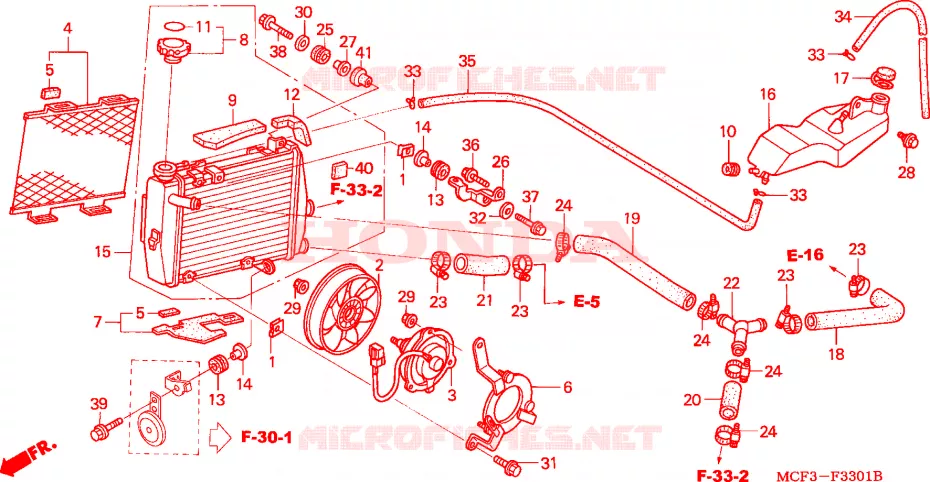 RADIATEUR(R.) (VTR1000SP2/3/4/5/6) Honda MOTO 1000 SP 2002  VTR1000SP3