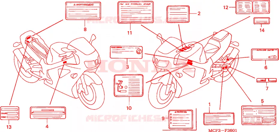 WAARSCHUWINGSLABEL(VTR1000SP2/3/4/5/6) Honda MOTO 1000 SP 2006  VTR1000SP6