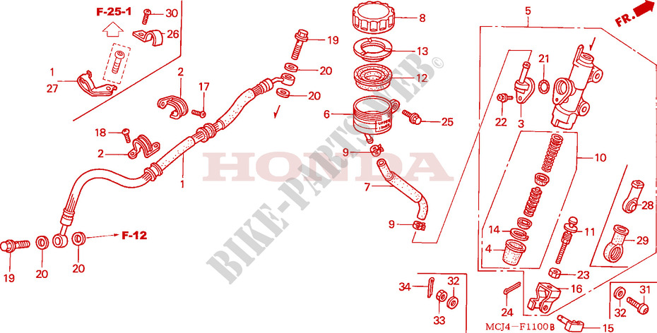 ACHTER REM HOOFD CILINDER voor Honda CBR 954 RR 2003