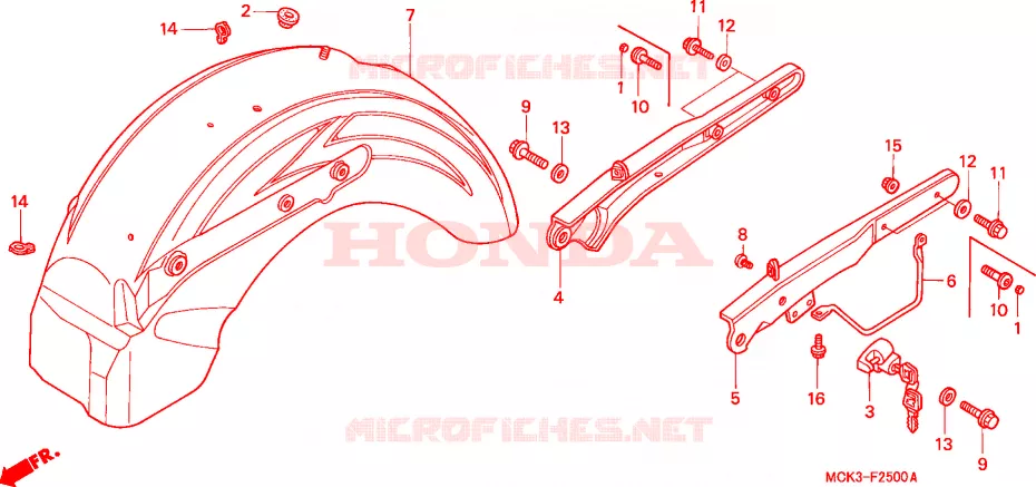 ACHTER STROOMLIJNKAP Honda MOTO 1100 SHADOW 2002  VT1100C22