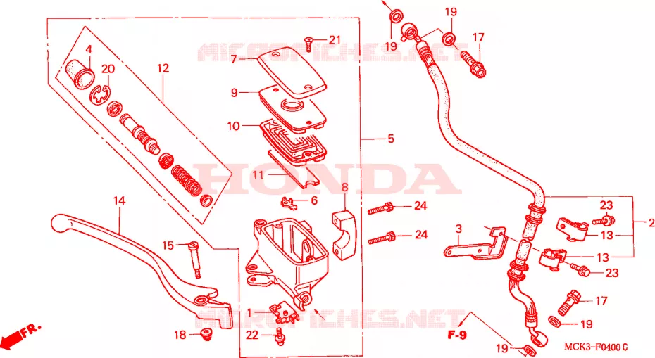 VOORREM HOOFDCILINDER Honda MOTO 1100 SHADOW 2004  VT1100C24