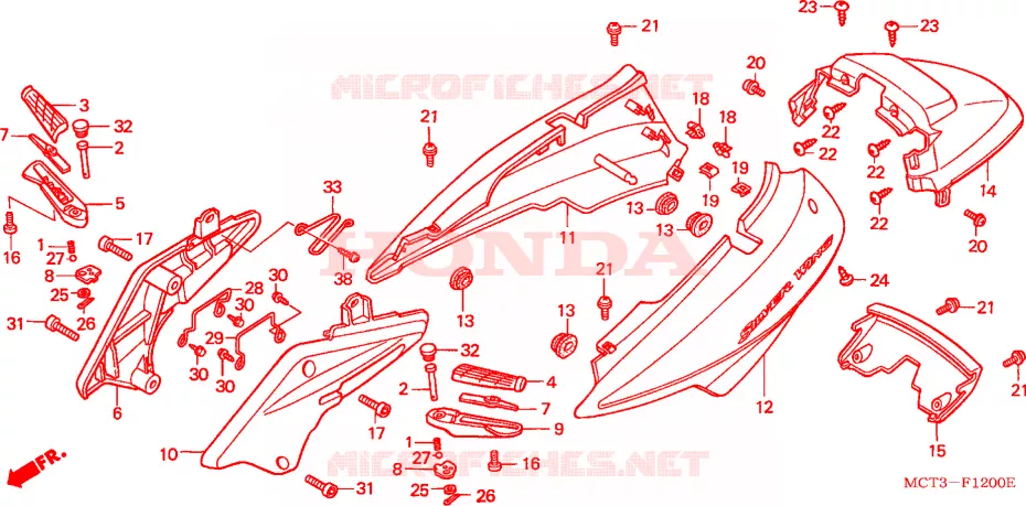 CHASSIS AFDEKKING Honda SCOOTER 600 SILVERWING 2004  FJS600D4