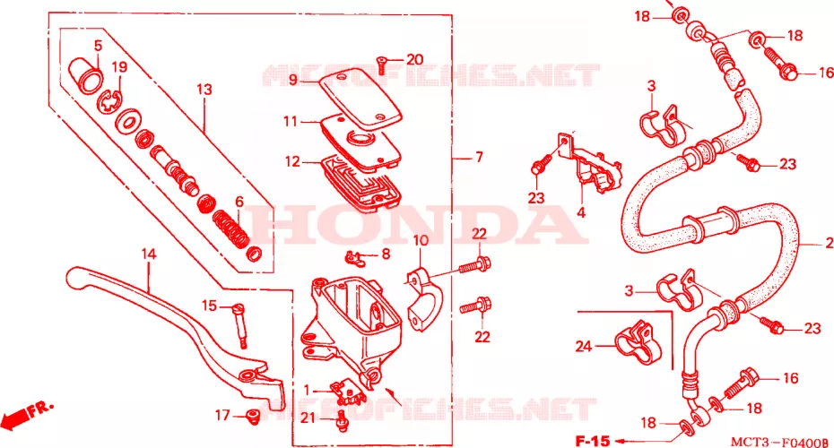 VOORREM HOOFDCILINDER(FJS6001/2/D3/D4/D5) Honda SCOOTER 600 SILVERWING 2005  FJS600D4